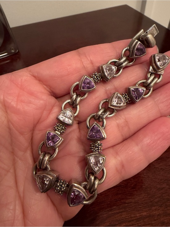 Michael Dawkins Jewelry - Michael Dawkins 925 Amethyst Rose de France Trillion Link Bracelet 7.5”